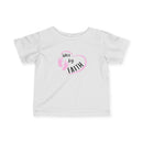 Infant Tee - "Walk by Faith" Pink Heart & Footprints Baby Shirt