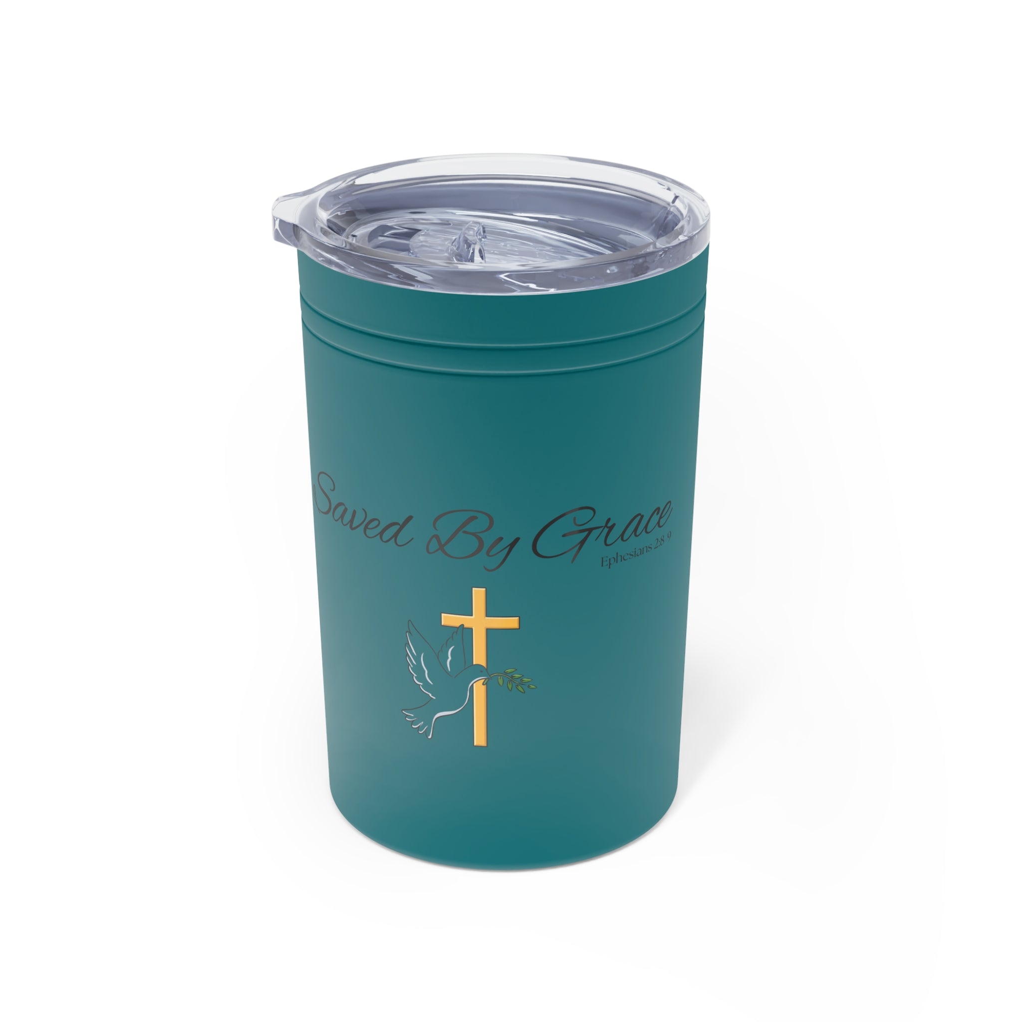 Saved By Grace Vacuum Insulated Tumbler | 11oz Travel Mug | Christian Gifts for Women Men | Faith Based Gifts