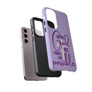 Samsung - "With God All Things Are Possible" Inspirational Purple Tough Case