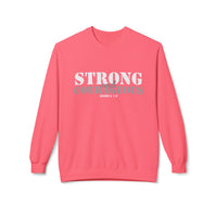 Strong & Courageous Crewneck Sweatshirt — Jeremiah 1:9 Inspirational Christian Pullover