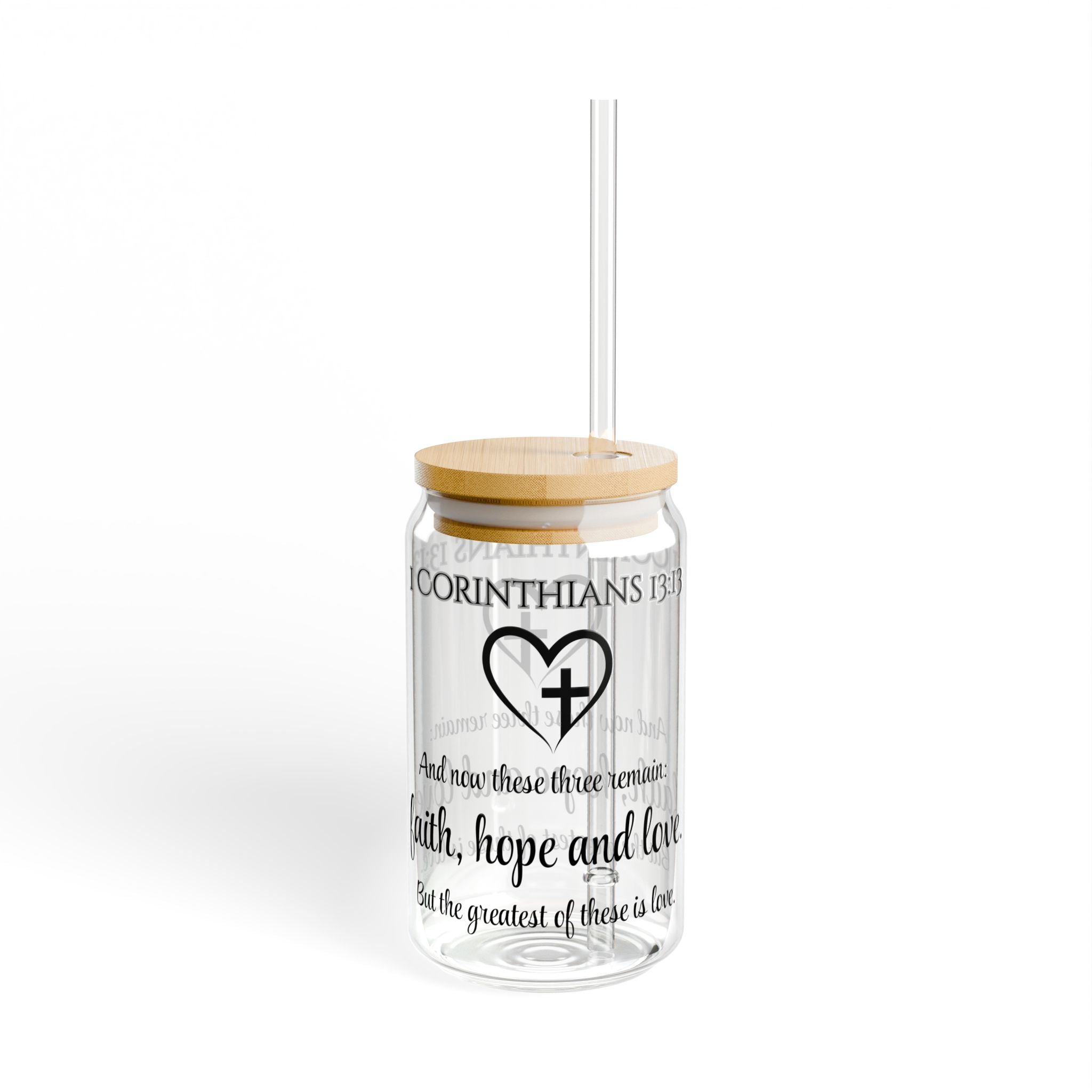 Faith Hope Love Sipper Glass, 16oz - Christian Gifts for Women Men - Faith Based Gifts