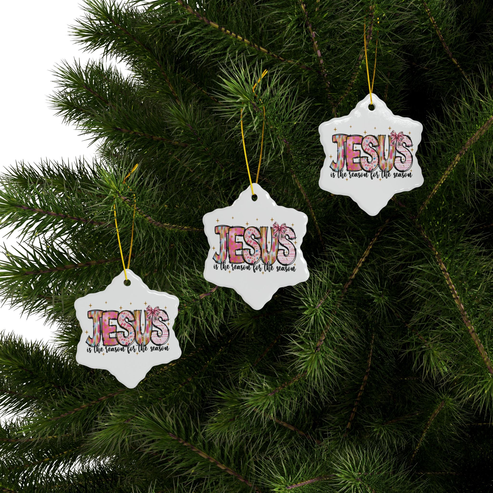Ceramic Ornament — "Jesus Is The Reason For The Season" Nativity Christmas Tree Decoration