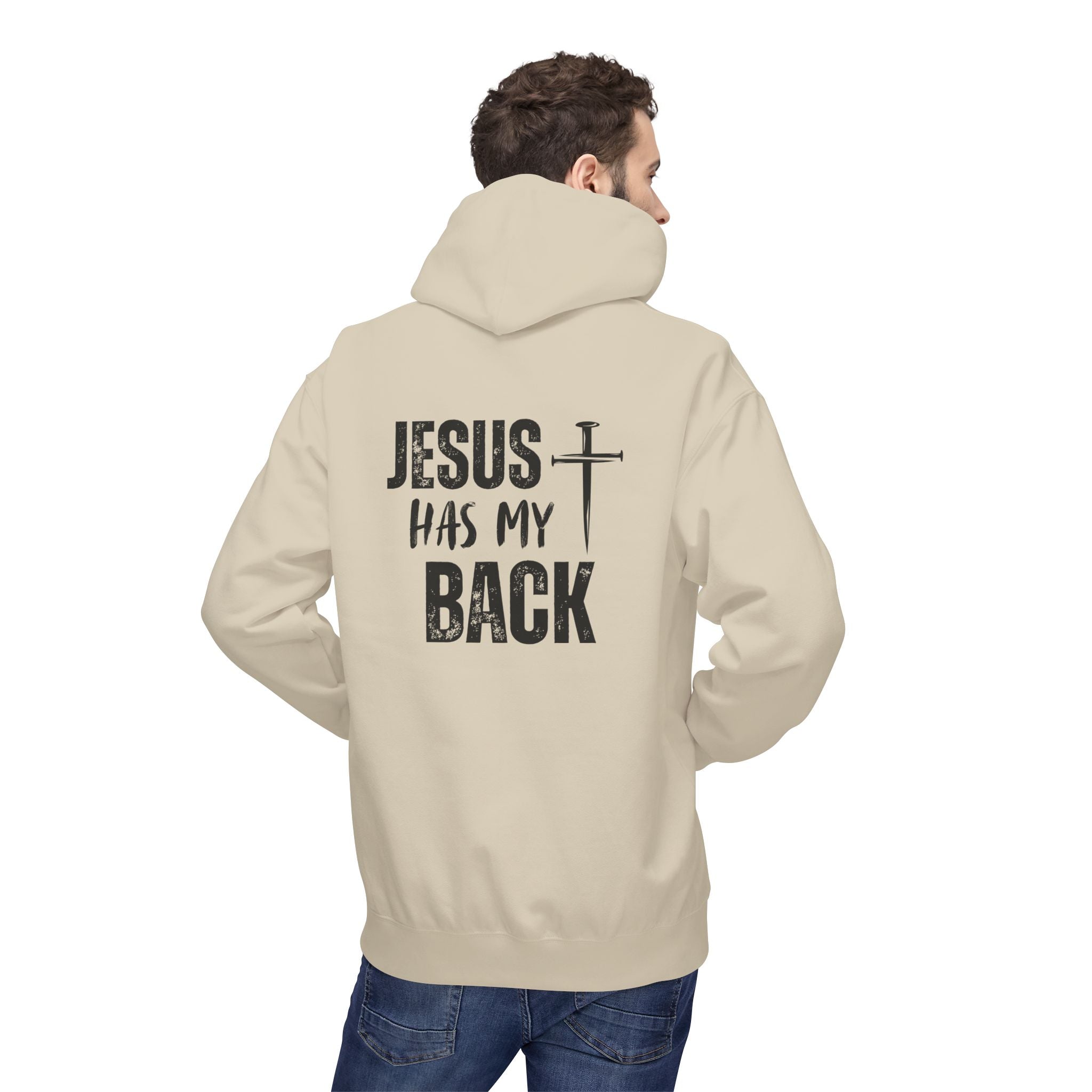 Jesus Has My Back Midweight Softstyle Fleece Hoodie