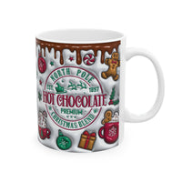 Holiday Hot Chocolate Mug – Cute Candy Cane & Gingerbread Christmas Ceramic Cup (11oz/15oz)