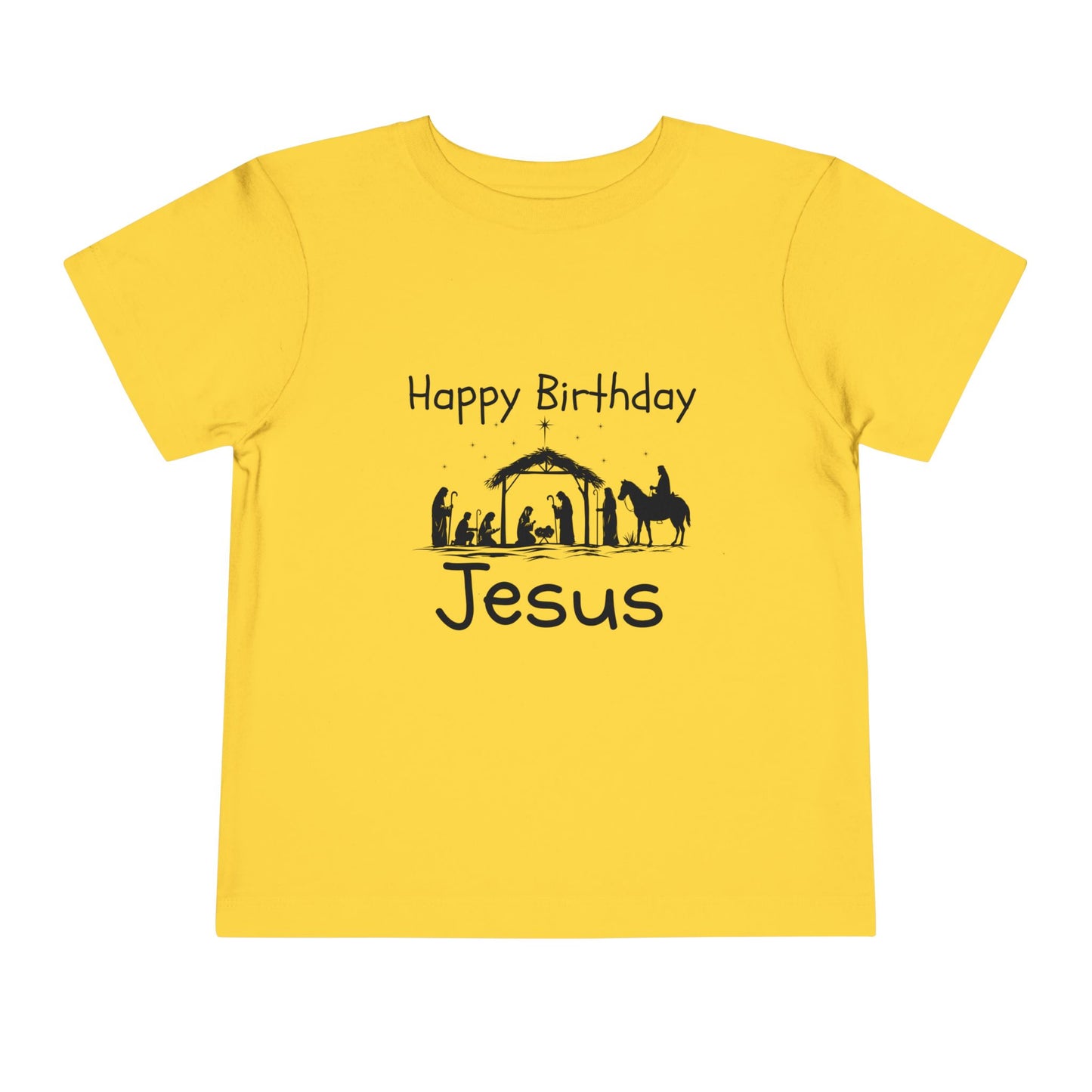 Happy Birthday Jesus Christian Christmas Shirt for Toddlers Short Sleeve Tee Christian Toddler Christmas Shirt