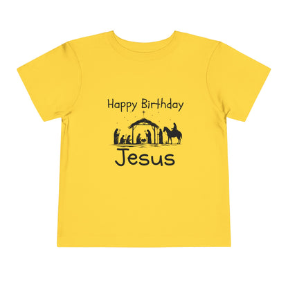 Happy Birthday Jesus Christian Christmas Shirt for Toddlers Short Sleeve Tee Christian Toddler Christmas Shirt