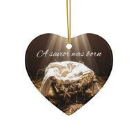 Ceramic Ornament — "A Savior Was Born" Nativity Christmas Tree Decoration