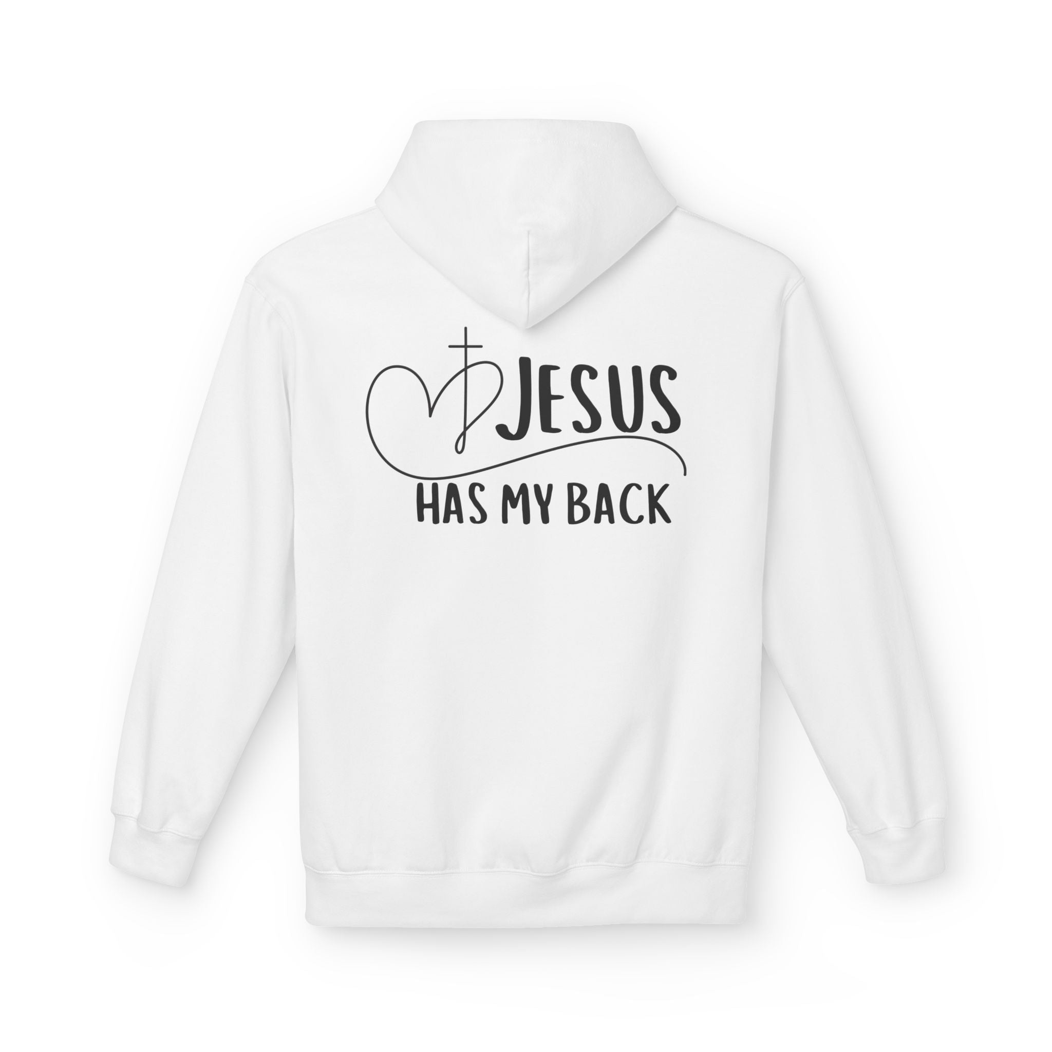 Jesus Has My Back Fleece Hoodie, Cozy Unisex Sweatshirt, Faith-Based Apparel, Perfect Gift for Christians