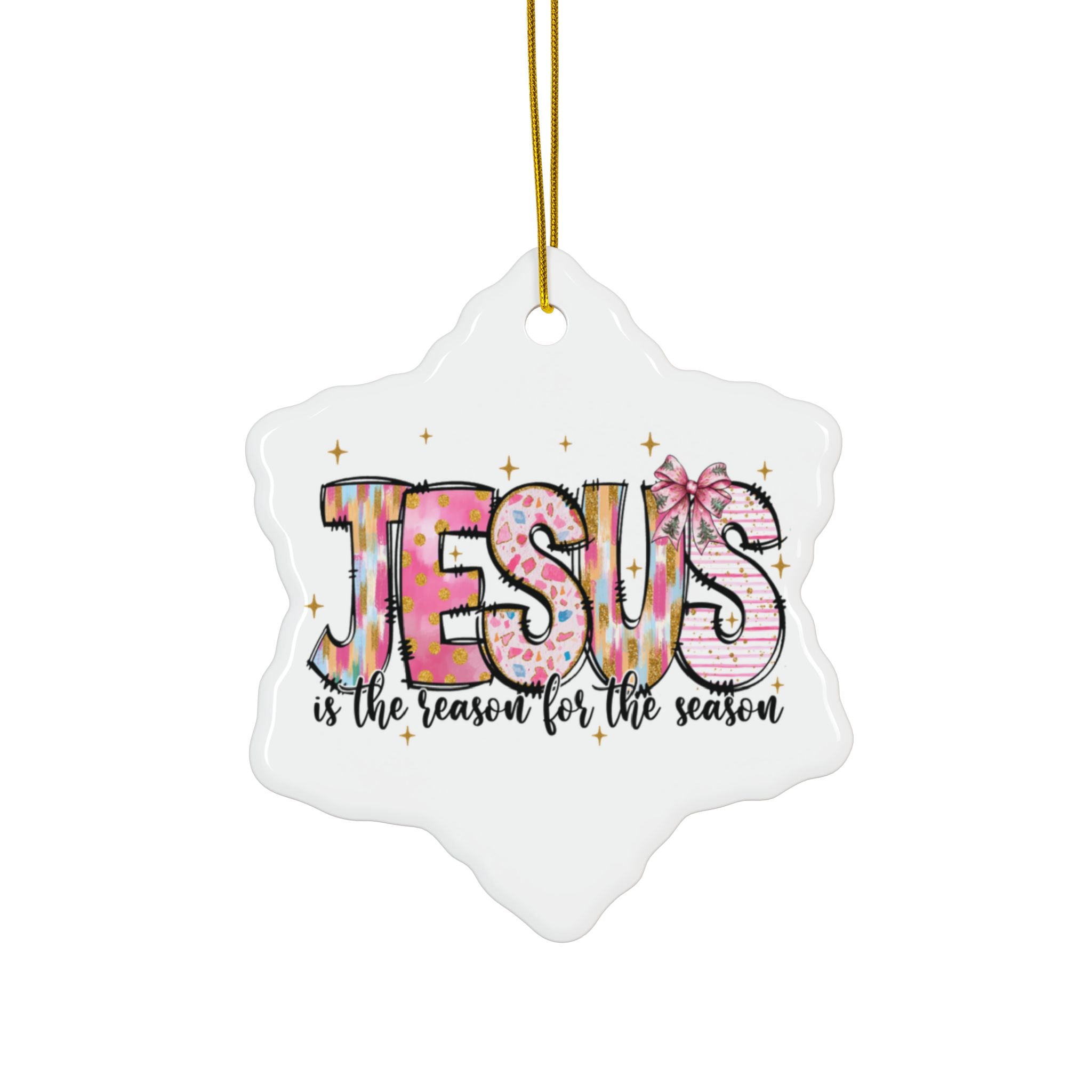 Ceramic Ornament — "Jesus Is The Reason For The Season" Nativity Christmas Tree Decoration