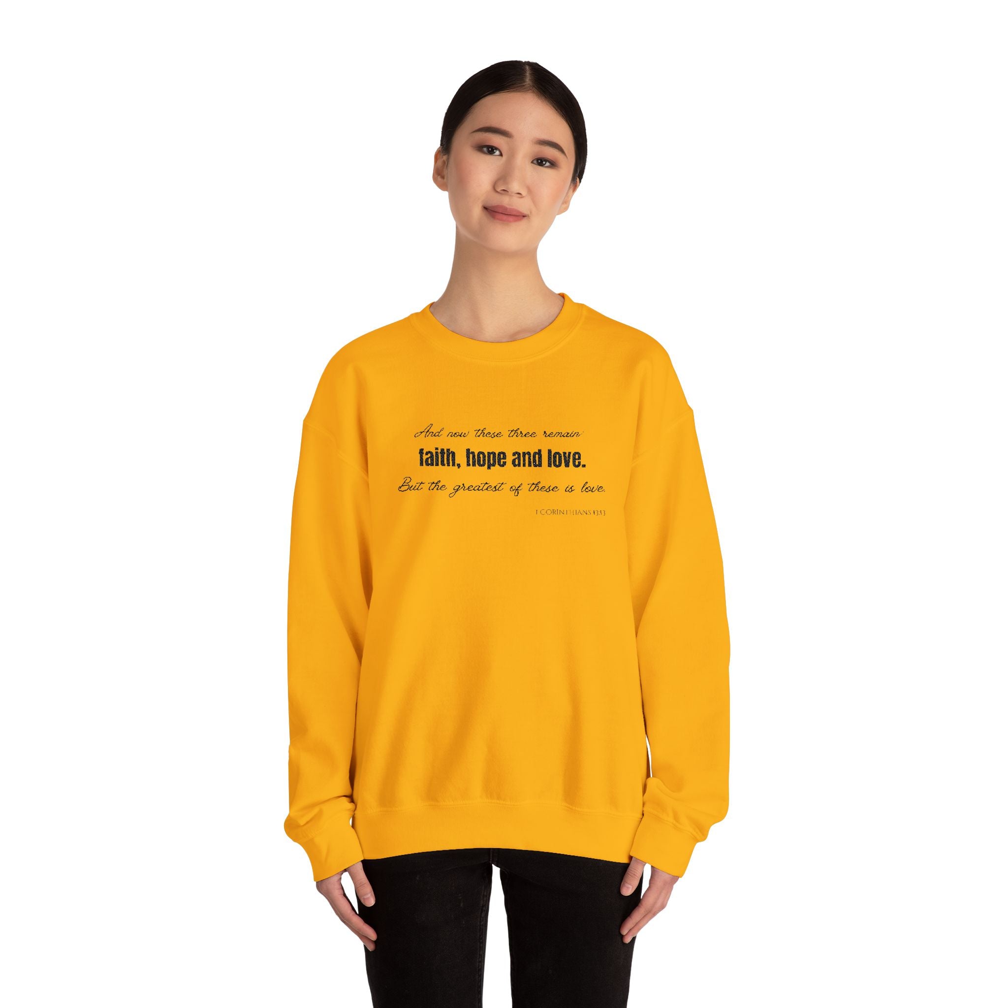 Embroidered Corinthians Faith, Hope Love Unisex Heavy Blend Crewneck Sweatshirt