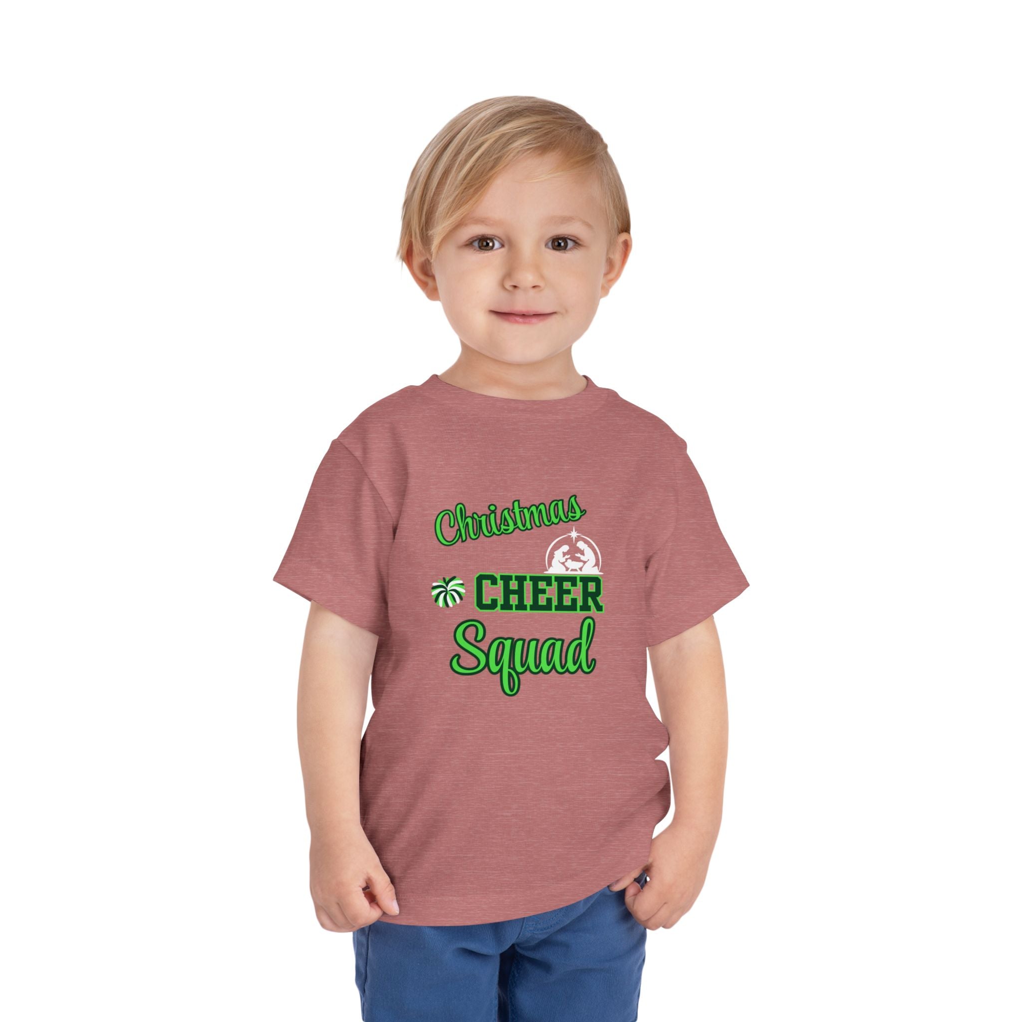 Christmas Cheer Squad Christian Christmas Shirt for Toddlers Short Sleeve Tee Christian Toddler Christmas Shirt