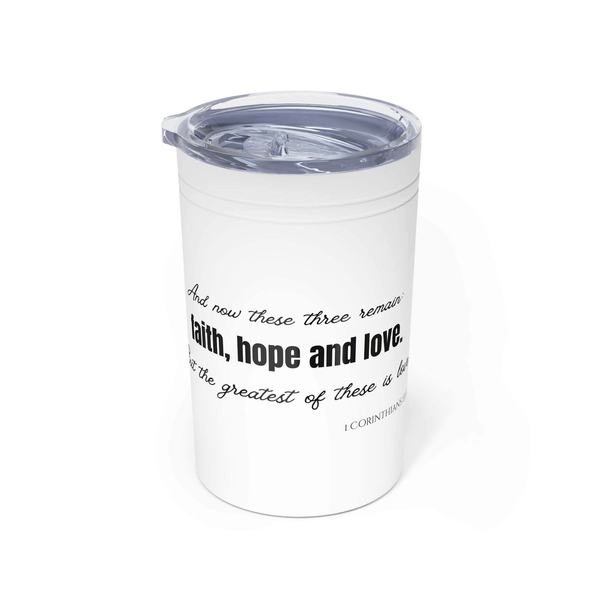 Faith Hope Love Vacuum Insulated Tumbler | 11oz Travel Mug | Christian Gifts for Women Men | Faith Based Gifts