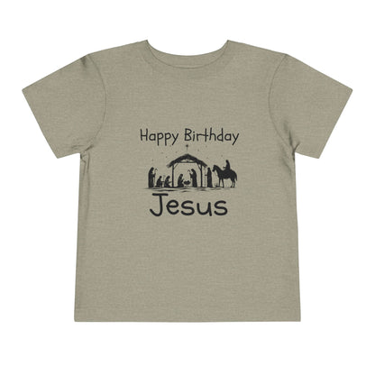Happy Birthday Jesus Christian Christmas Shirt for Toddlers Short Sleeve Tee Christian Toddler Christmas Shirt