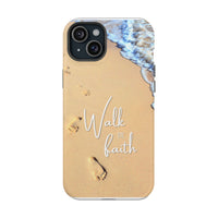 iPhone Inspirational Magnetic Phone Case, Unique Phone Accessories, Faith-Based Gifts, Coastal Vibes, Walk by Faith Design