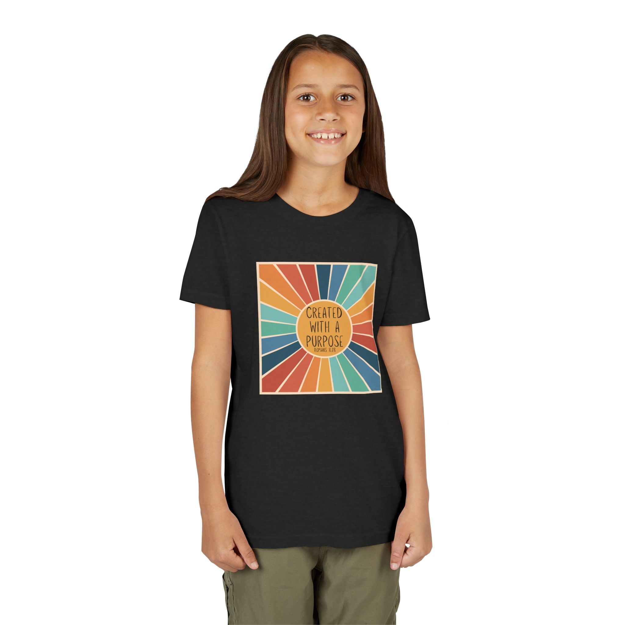 Youth Tee — 'Created With A Purpose' Retro Sunburst Kids T-Shirt