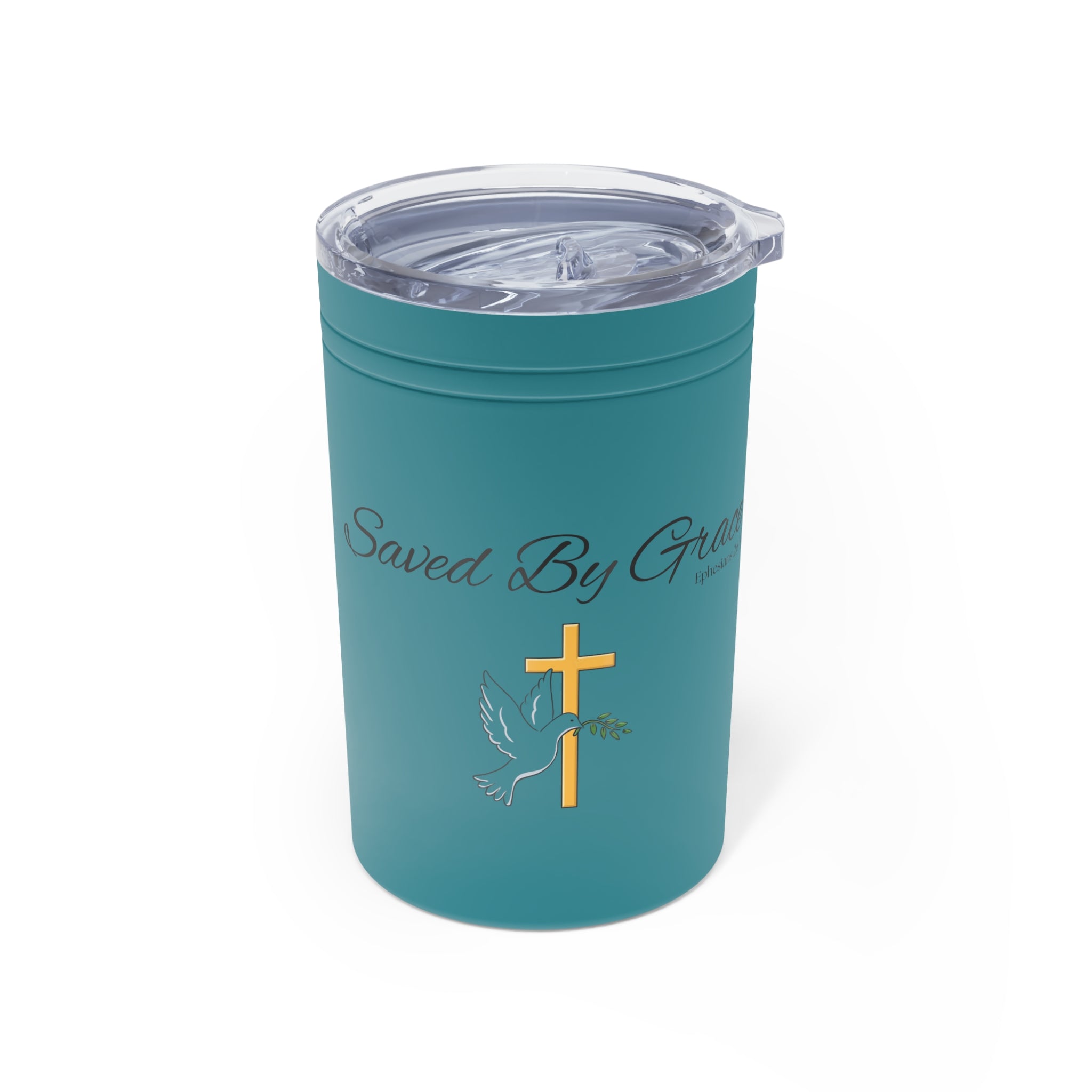 Saved By Grace Vacuum Insulated Tumbler | 11oz Travel Mug | Christian Gifts for Women Men | Faith Based Gifts