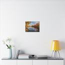 He Leads Me Beside Still Waters Matte Canvas Wall Art — Psalm 23:2 Autumn River Religious Decor