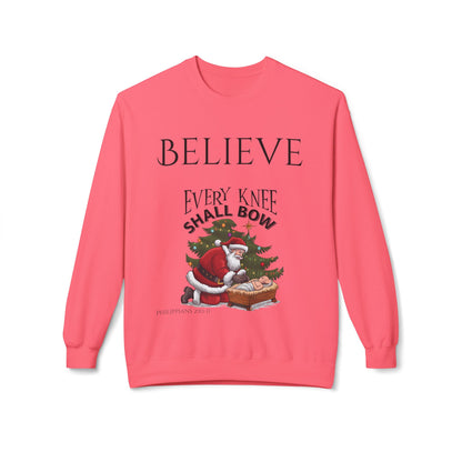 Believe Every Knee Shall Bow Christmas Sweatshirt - Christian Sweatshirts for Women Men - Christmas Sweatshirts for Christians  - Faith Christmas Sweatshirts