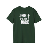 Back design - Jesus Has My Back T-Shirt — Christian Faith Cross Tee