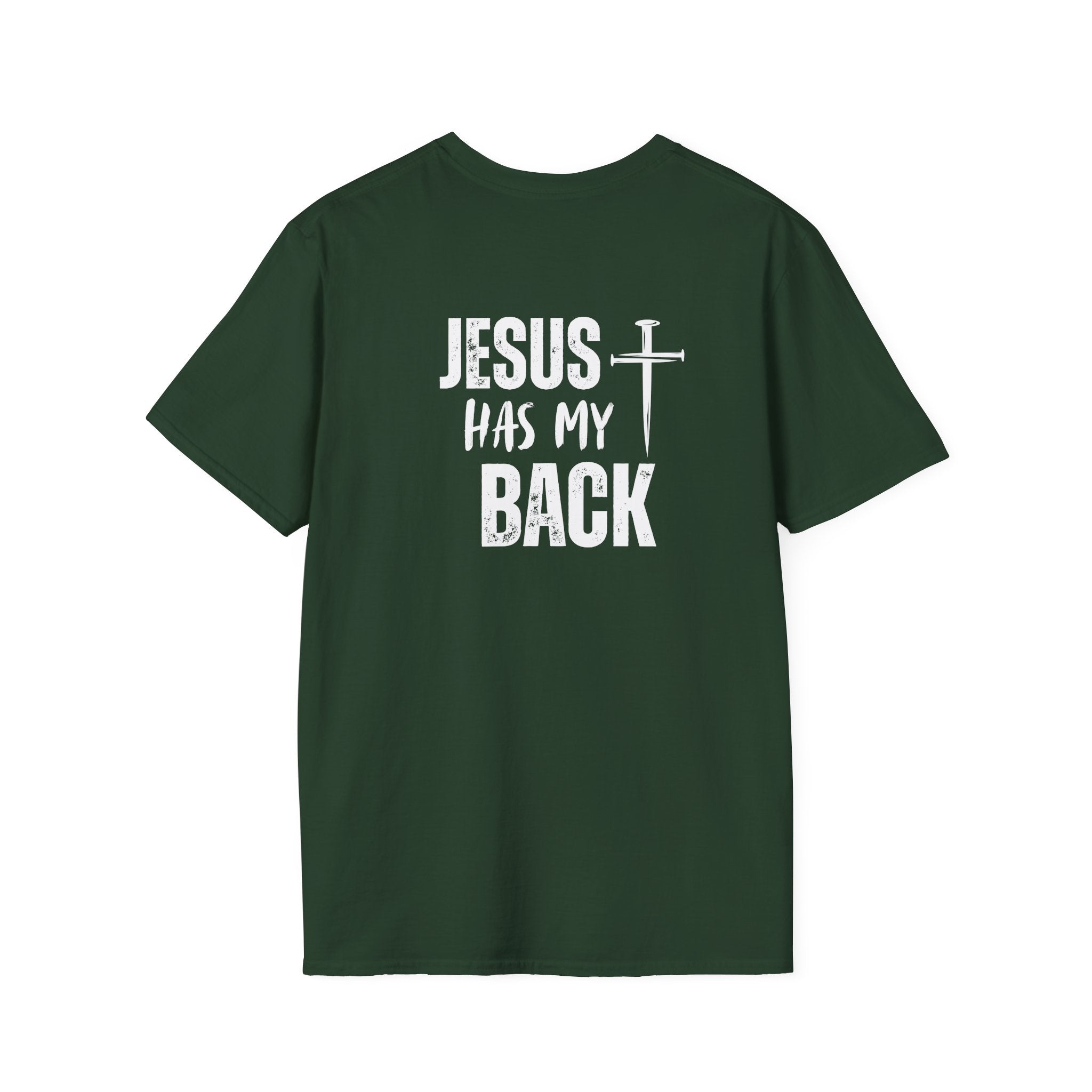Back design - Jesus Has My Back T-Shirt — Christian Faith Cross Tee