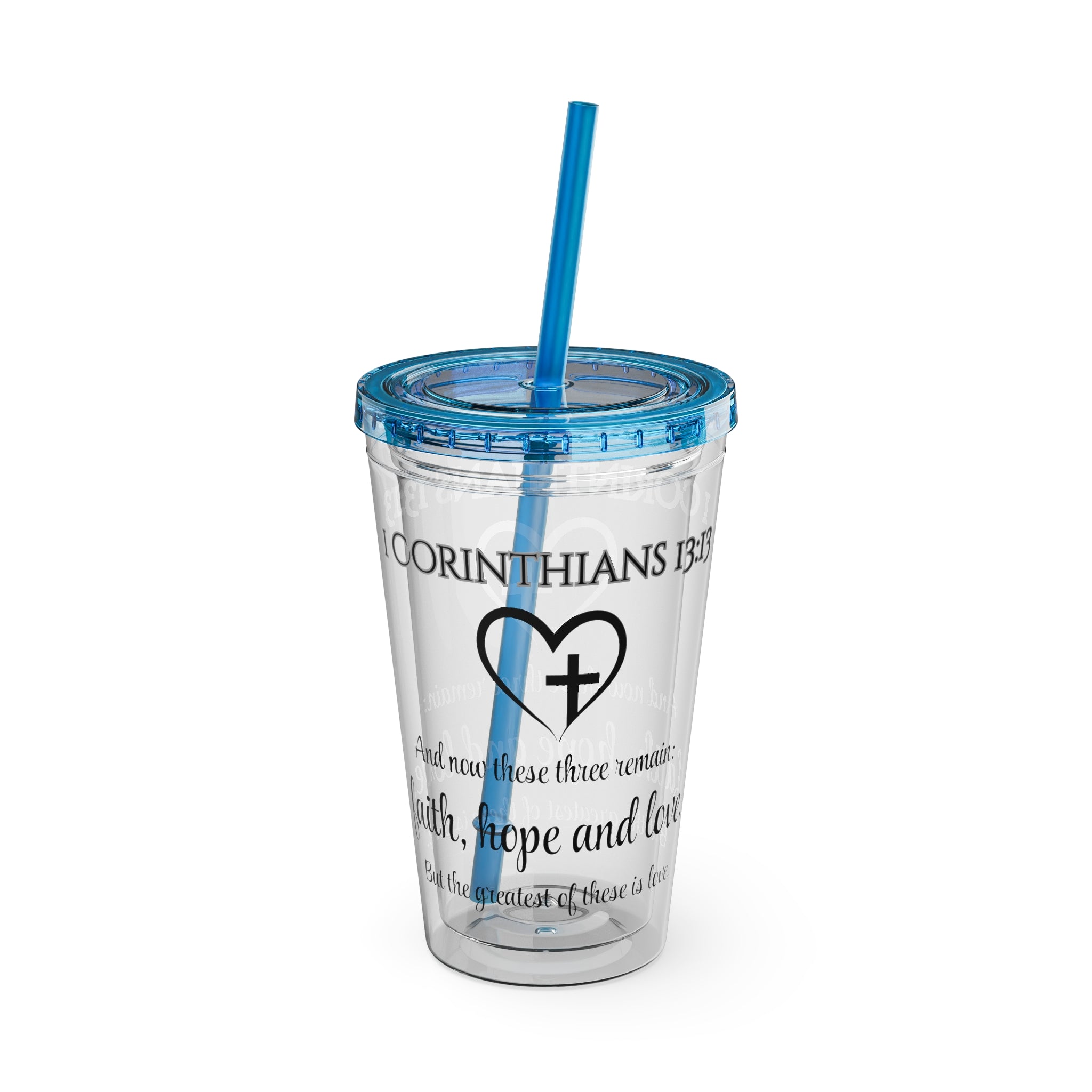 Faith Hope Love Water Tumbler - Christian Gifts for Women Men - Faith Based Gifts