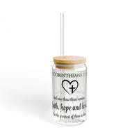 Faith Hope Love Sipper Glass, 16oz - Christian Gifts for Women Men - Faith Based Gifts
