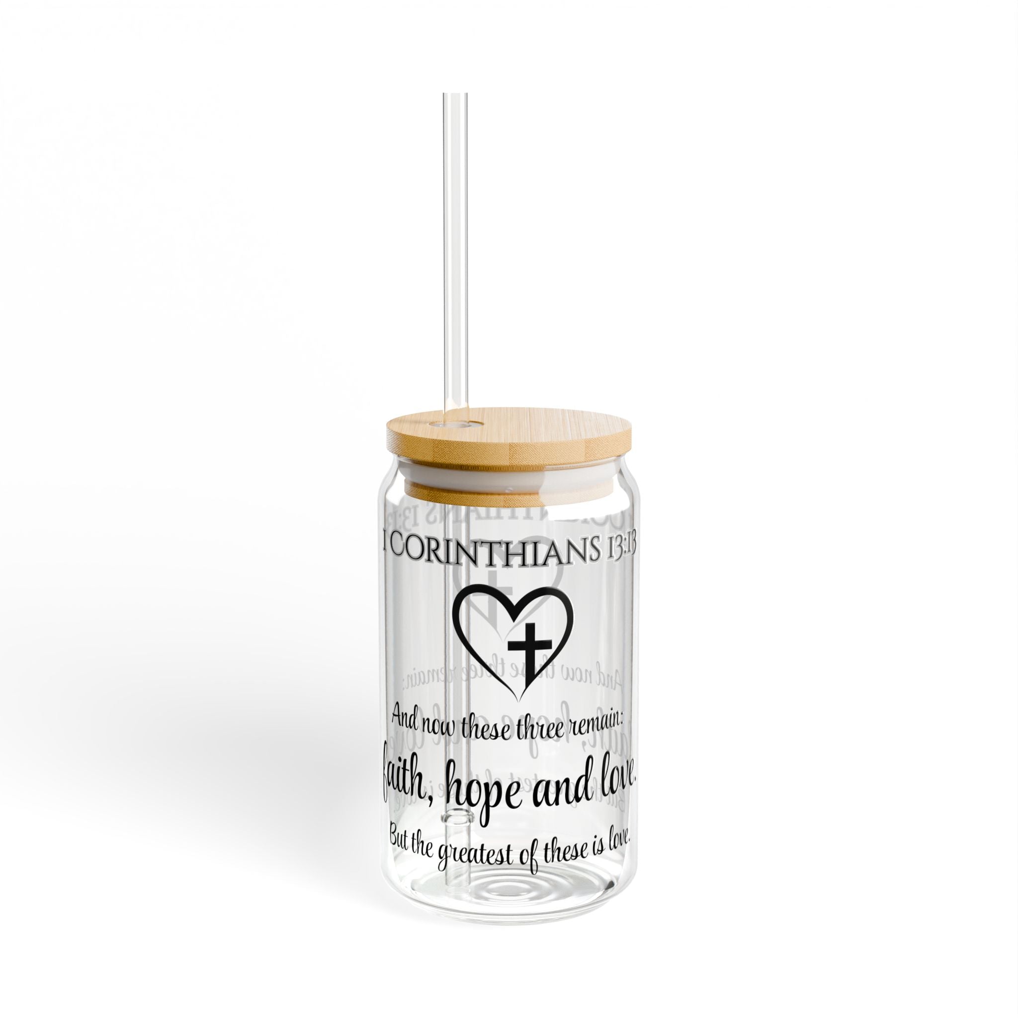 Faith Hope Love Sipper Glass, 16oz - Christian Gifts for Women Men - Faith Based Gifts