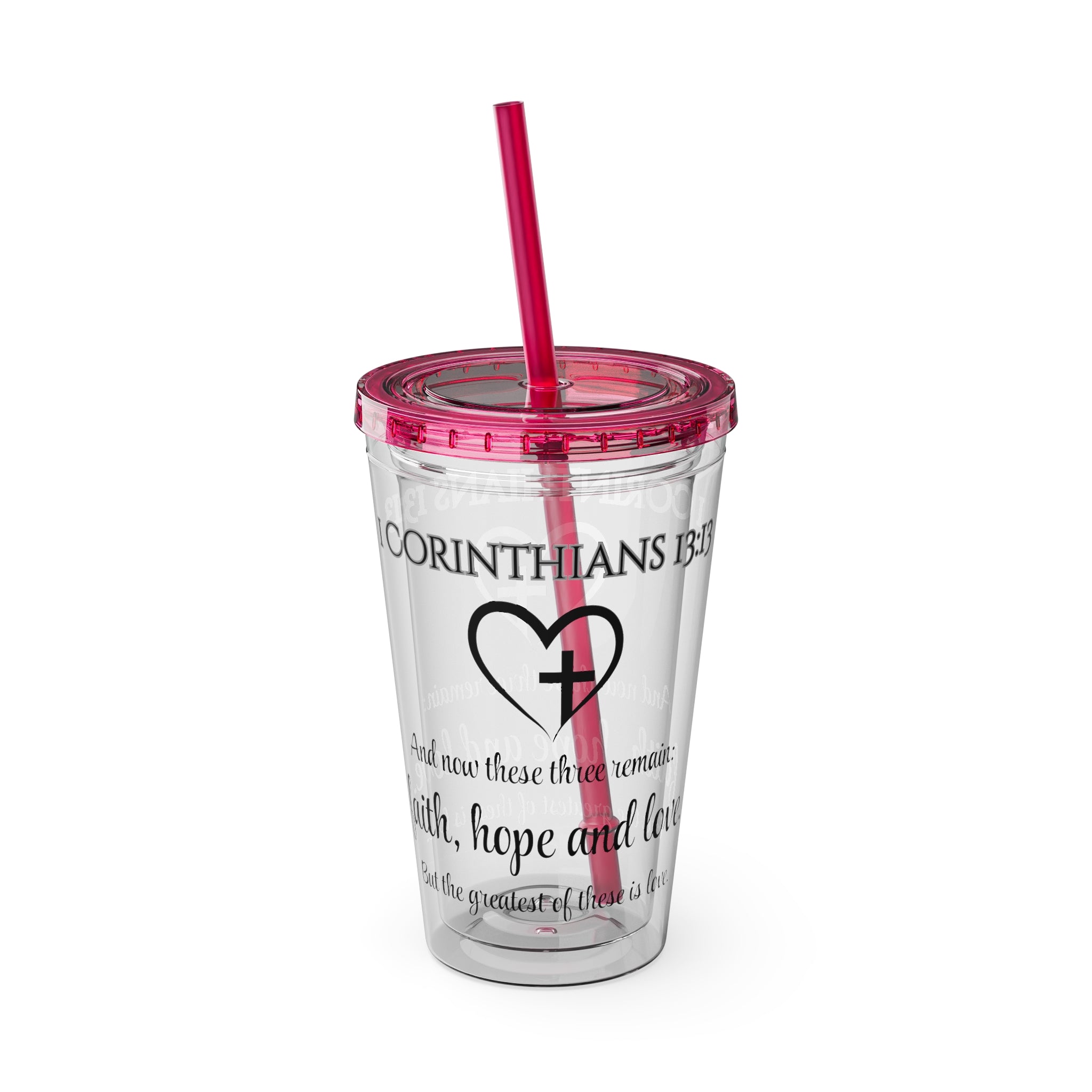 Faith Hope Love Water Tumbler - Christian Gifts for Women Men - Faith Based Gifts