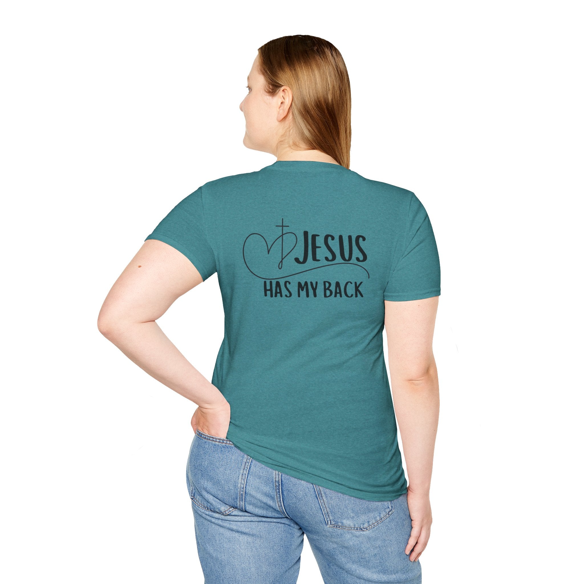 Back design - Christian T-Shirt — "Jesus Has My Back" Inspirational Faith Tee