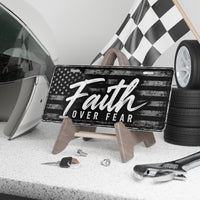 Faith Over Fear Christian Vanity Plate – Distressed Flag