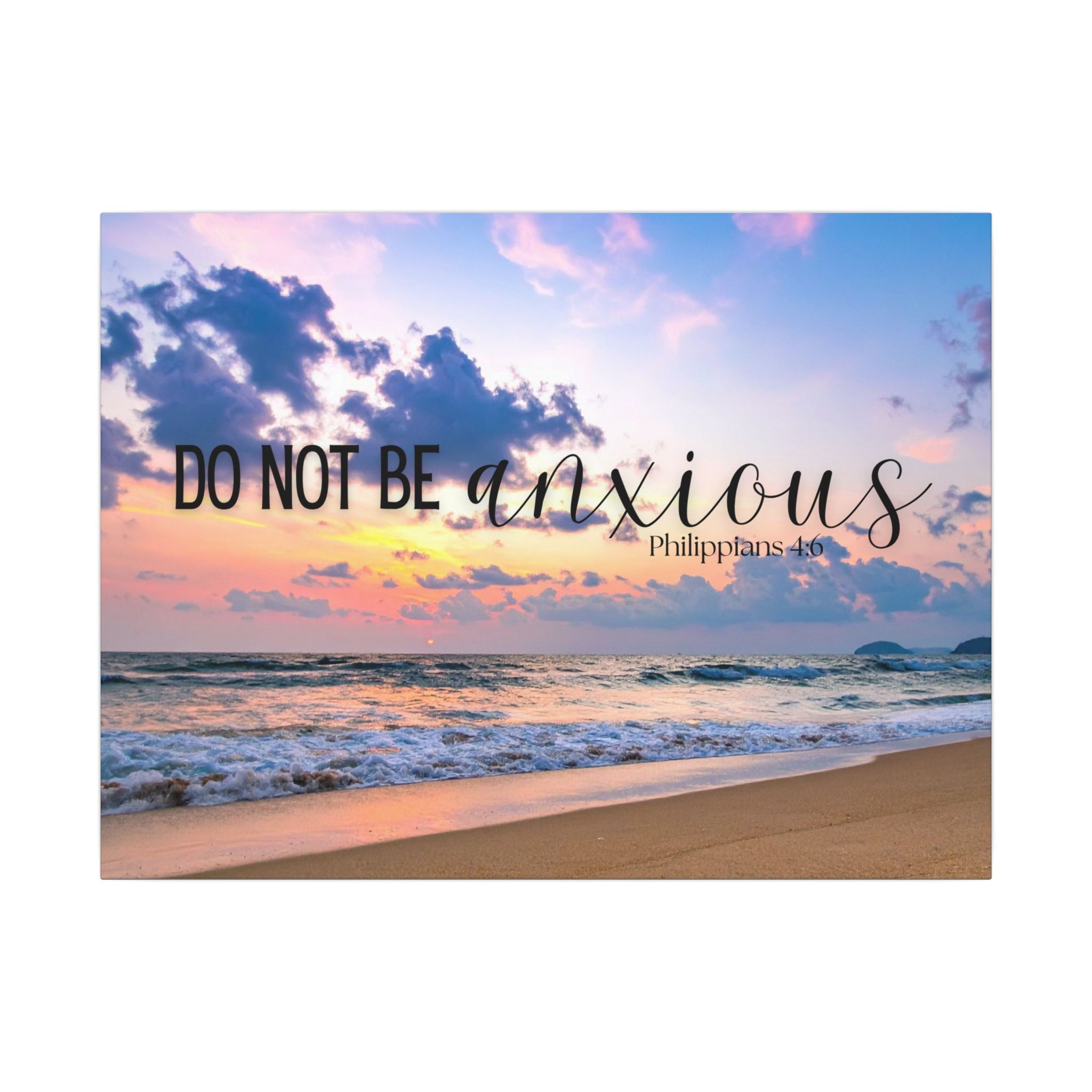 Do Not Be Anxious Beach Canvas Wall Art — Inspirational Scripture Philippians