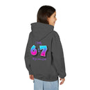 Back design - Youth Hoodie — 'I Timothy 6:7' Colorful Faith Graphic Hoodie (All You Need Is God)