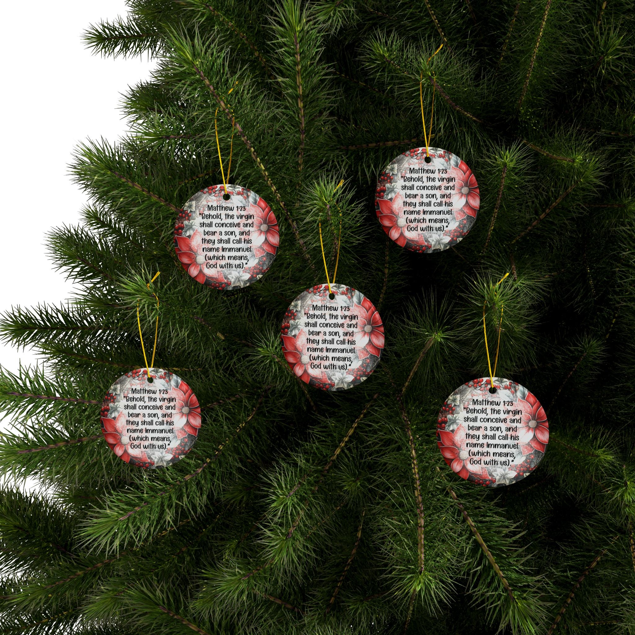 Ceramic Ornament — "They Shall Call His Name Emmanuel" Nativity Christmas Tree Decoration