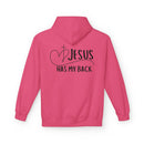 Jesus Has My Back Fleece Hoodie, Cozy Unisex Sweatshirt, Faith-Based Apparel, Perfect Gift for Christians