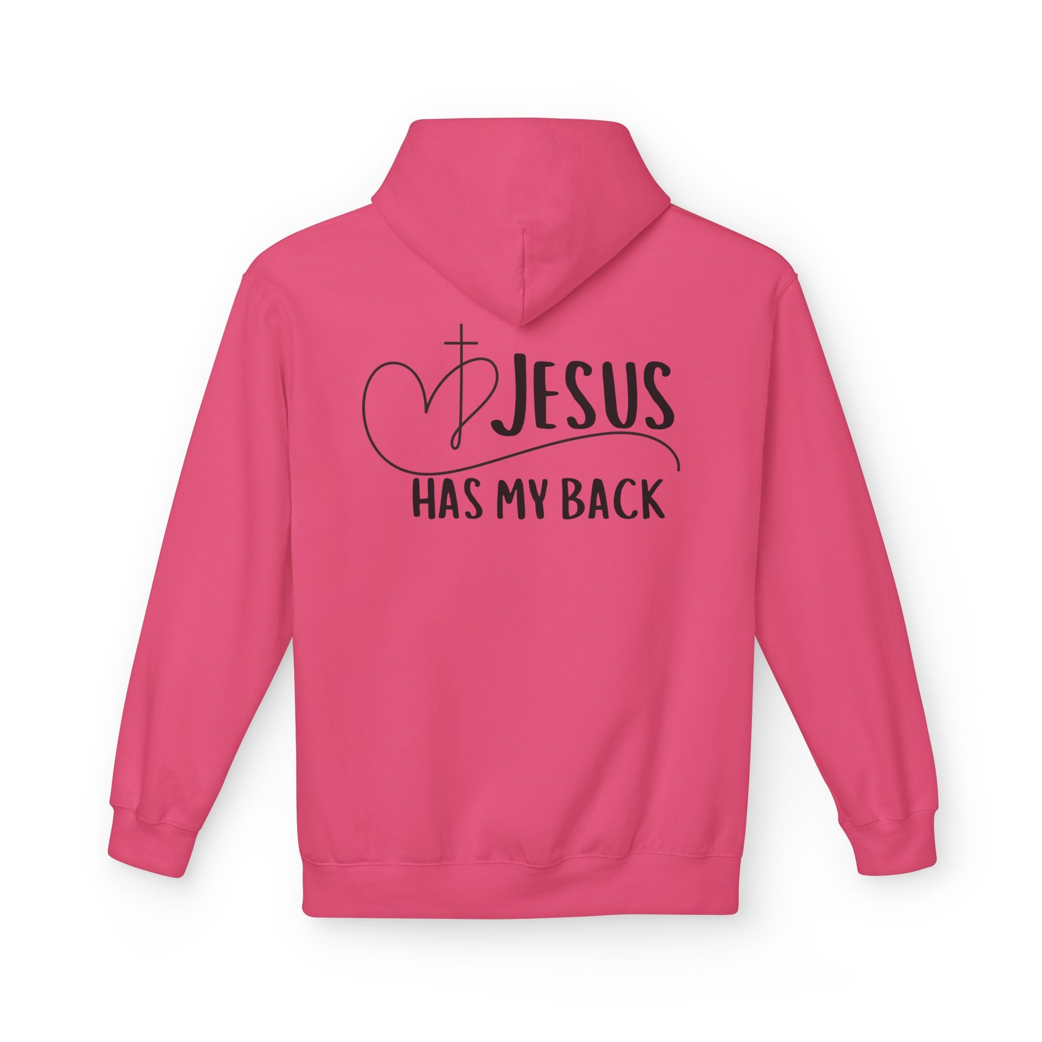 Jesus Has My Back Fleece Hoodie, Cozy Unisex Sweatshirt, Faith-Based Apparel, Perfect Gift for Christians