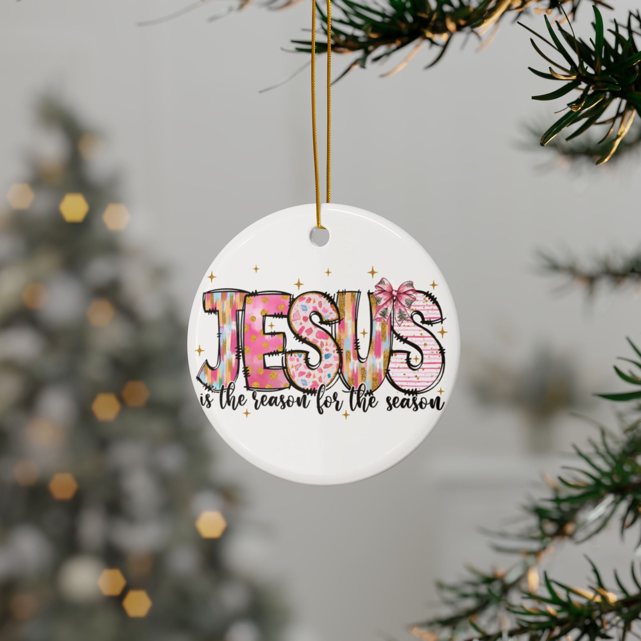 Ceramic Ornament — "Jesus Is The Reason For The Season" Nativity Christmas Tree Decoration
