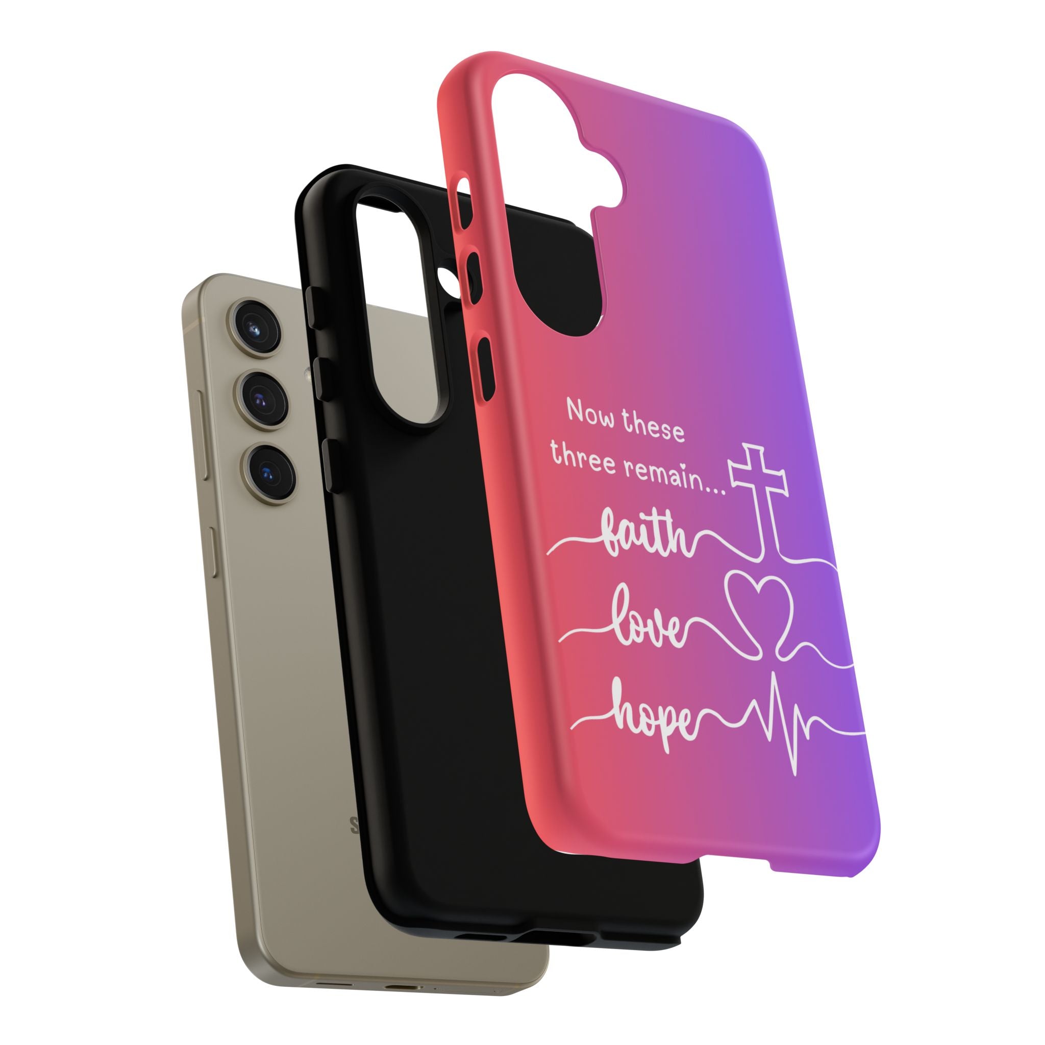 Samsung Faith, Love & Hope Gradient Phone Case — 'Now These Three Remain' Christian Protective Case
