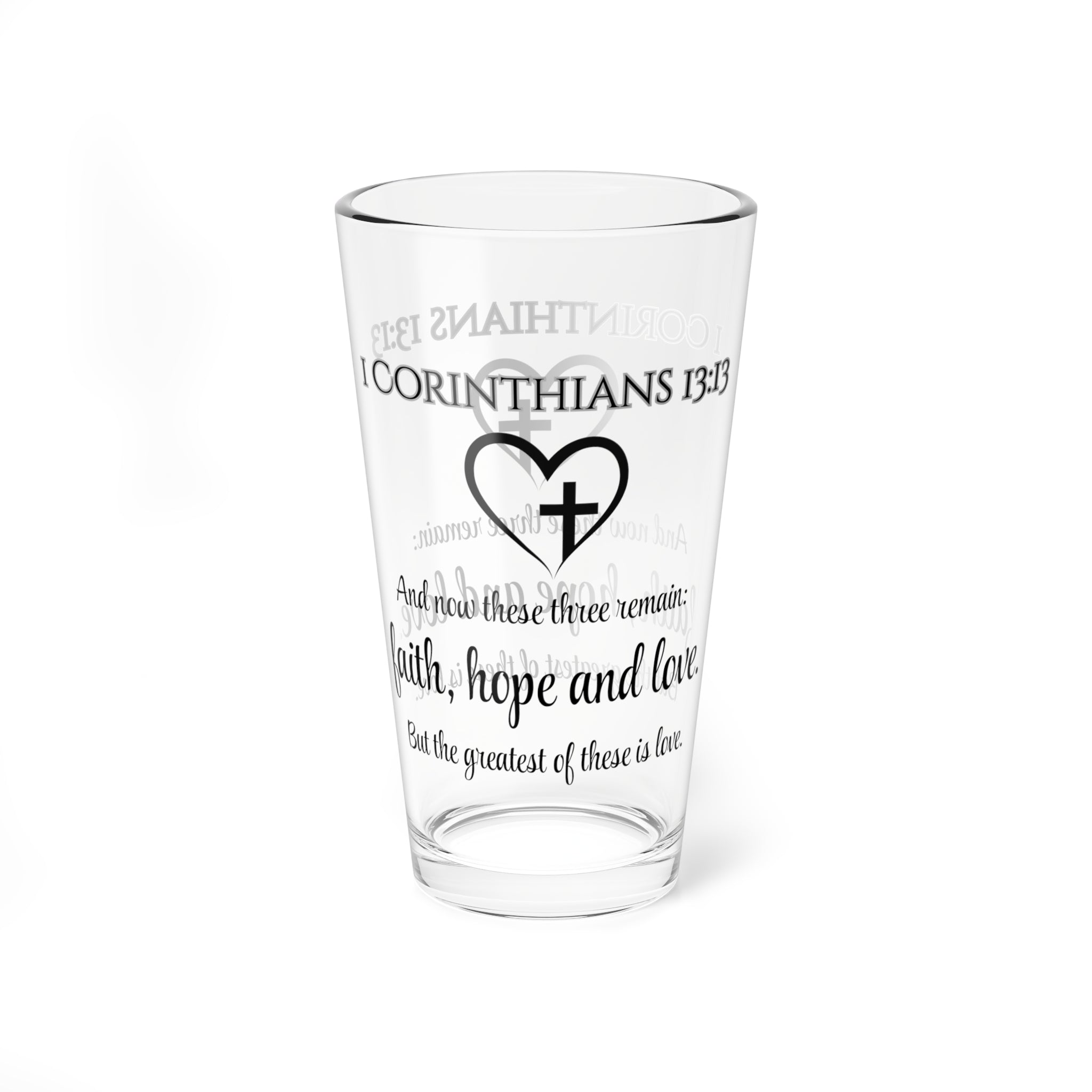 Faith Hope Love Bible Verse Water Glass - Christian Gifts for Women Men - Faith Based Gifts