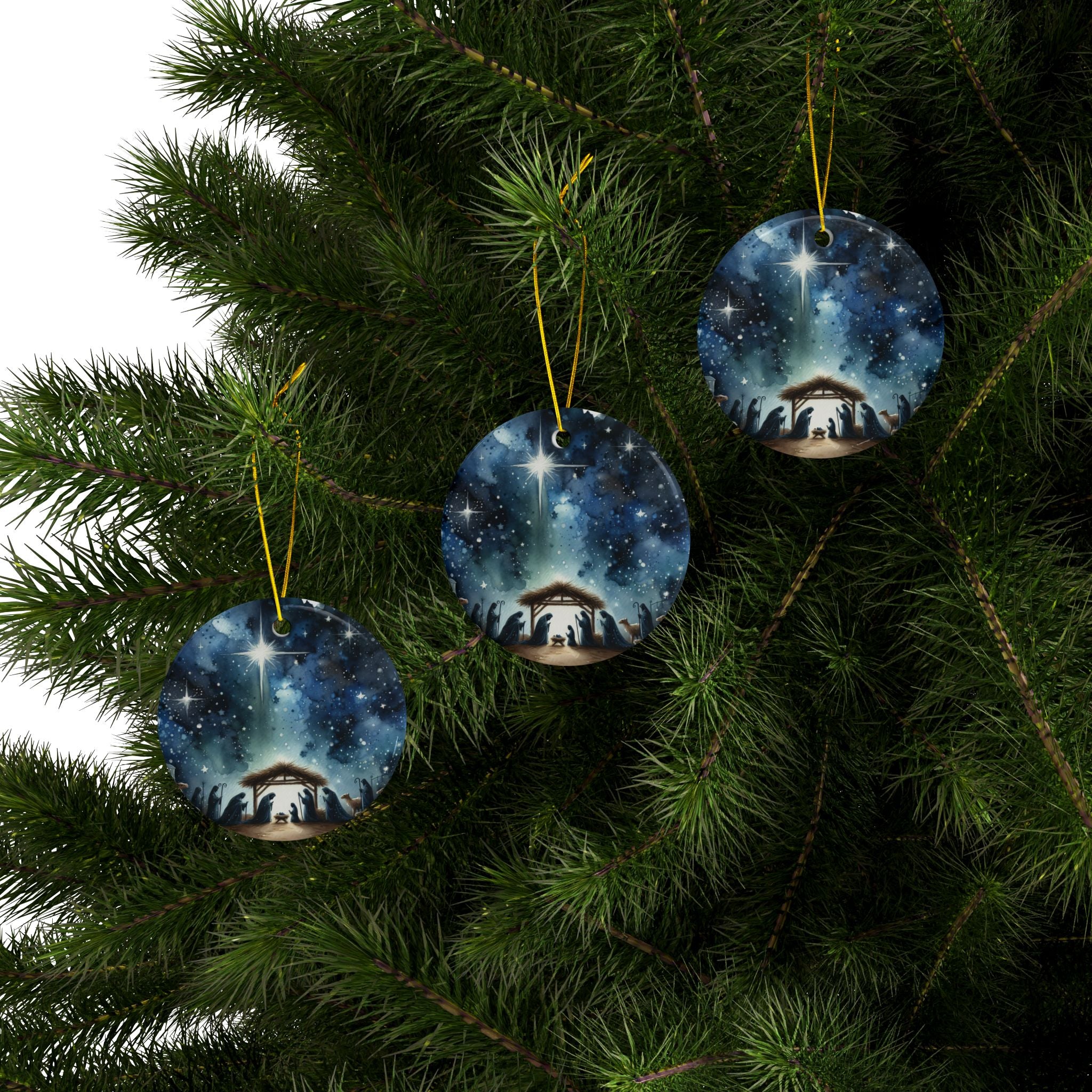 Ceramic Ornament — "Jesus In The Manger" Nativity Christmas Tree Decoration