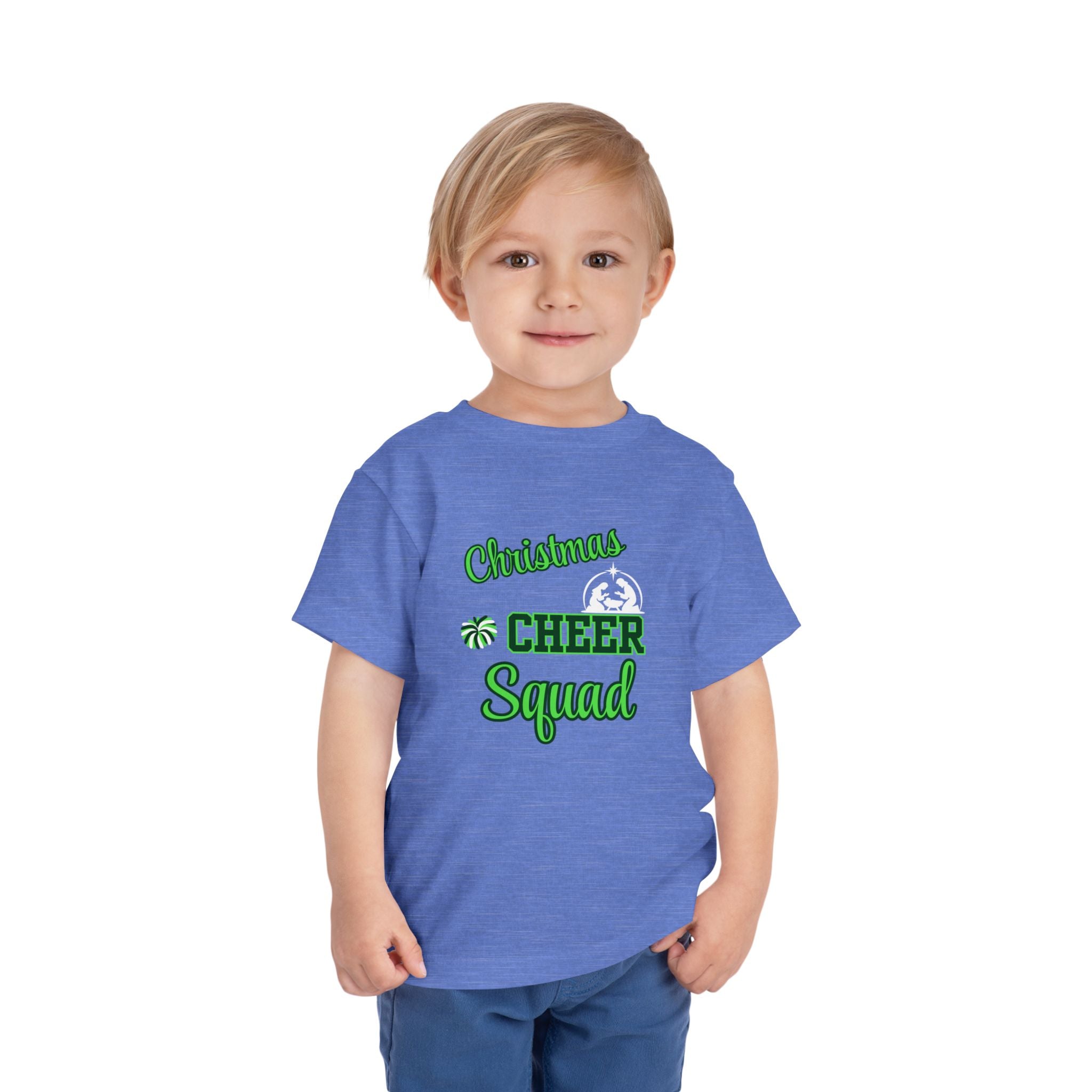 Christmas Cheer Squad Christian Christmas Shirt for Toddlers Short Sleeve Tee Christian Toddler Christmas Shirt