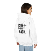 Youth Hoodie - "Jesus Has My Back" Cross Faith Graphic