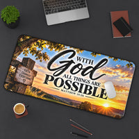 With God All Things Are Possible – Country Sunrise Christian Desk Mat