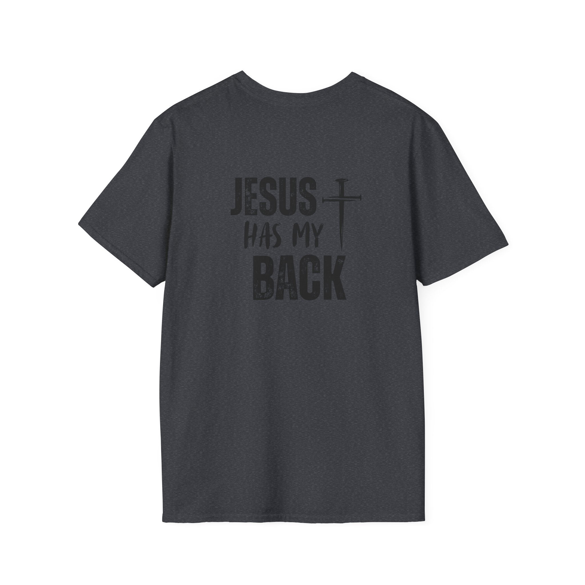 Back design - Jesus Has My Back T-Shirt — Christian Faith Cross Tee