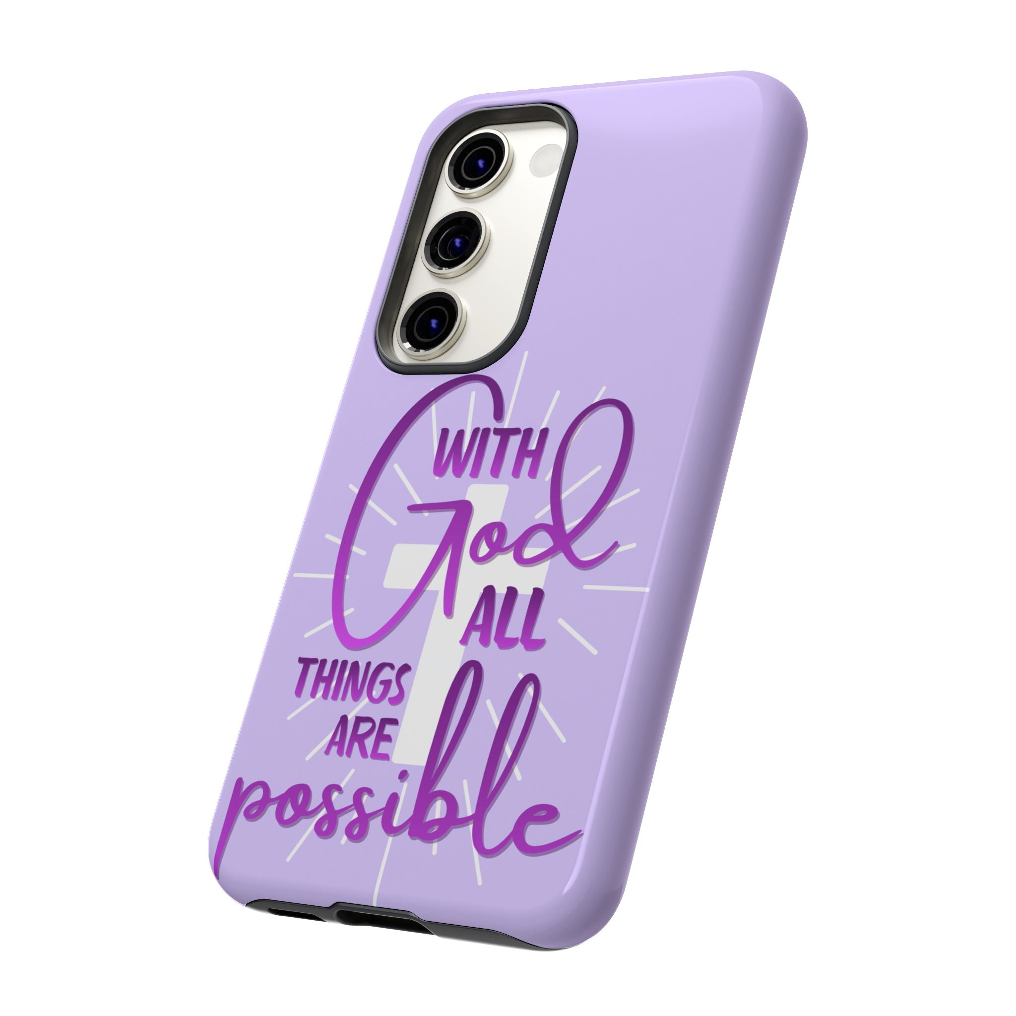 Samsung - "With God All Things Are Possible" Inspirational Purple Tough Case
