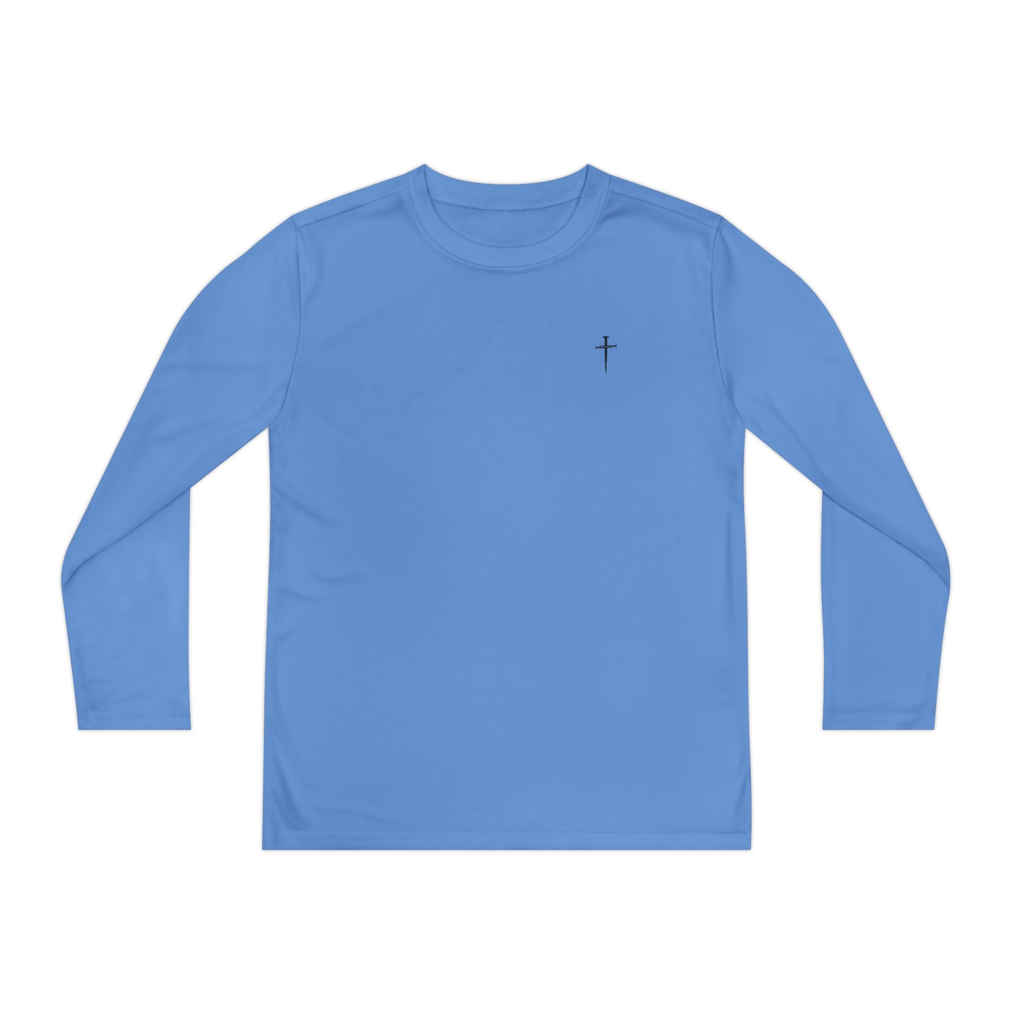 Back design - Youth Long Sleeve Tee — 1 Timothy 6:7 Faith Shirt