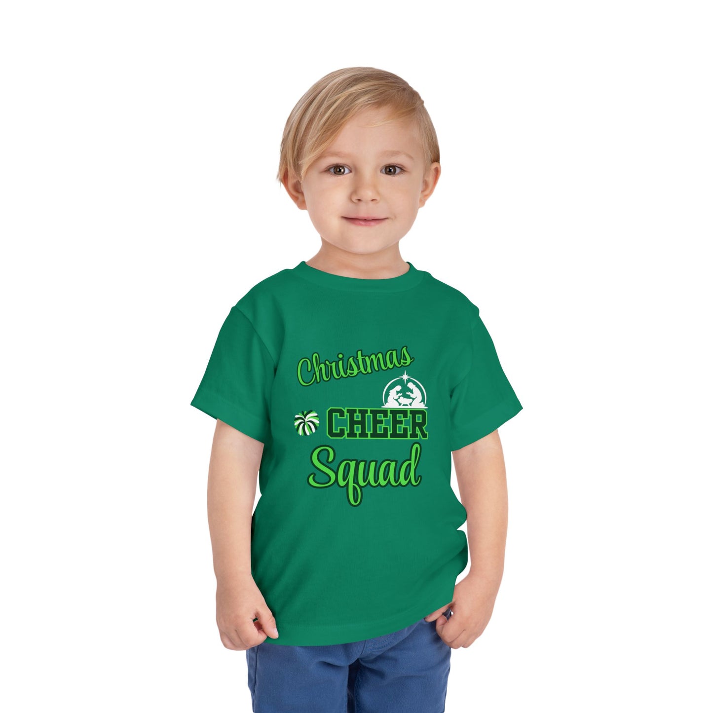 Christmas Cheer Squade Christian Christmas Shirt for Toddlers Short Sleeve Tee Christian Toddler Christmas Shirt
