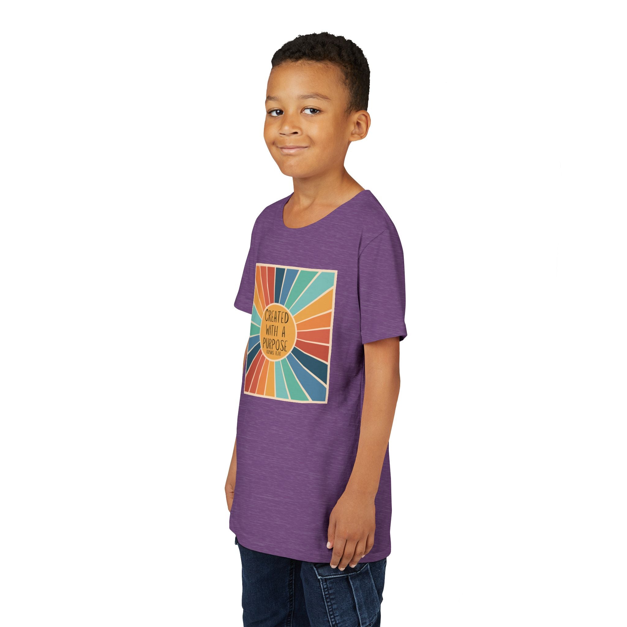 Youth Tee — 'Created With A Purpose' Retro Sunburst Kids T-Shirt