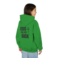 Youth Hoodie - "Jesus Has My Back" Cross Faith Graphic