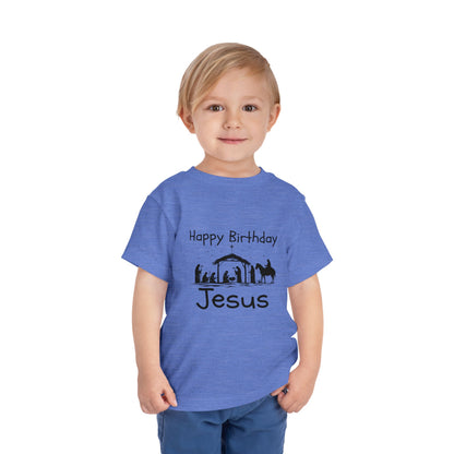 Happy Birthday Jesus Christian Christmas Shirt for Toddlers Short Sleeve Tee Christian Toddler Christmas Shirt