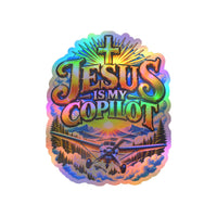 Jesus Is My Copilot – Cross & Airplane Christian Vinyl Sticker